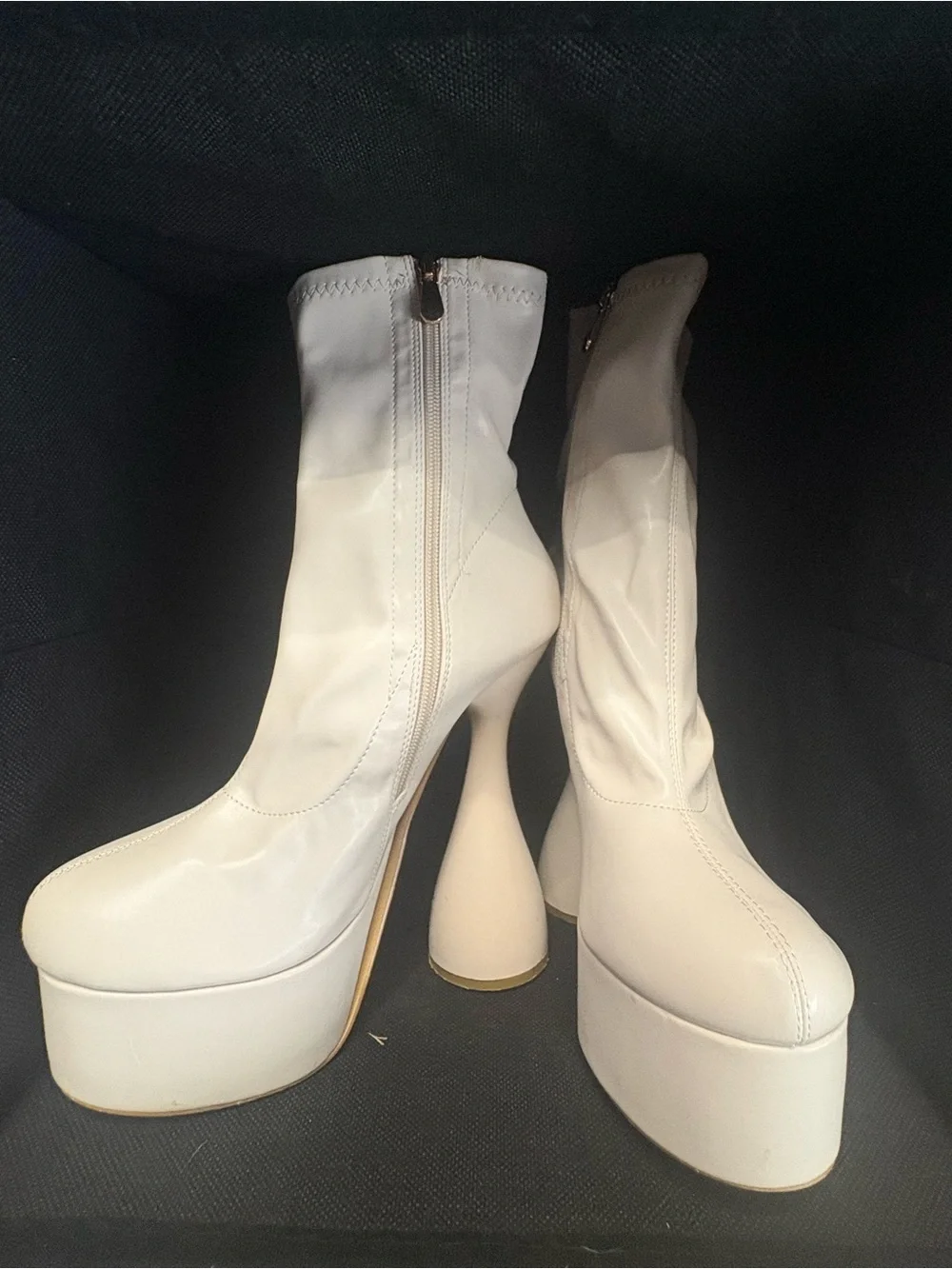 Fashion Nova Cream Platform Sock Boots